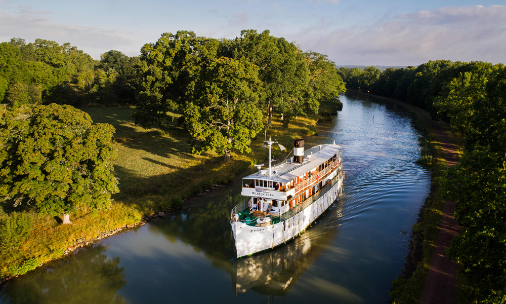 Luftbild der MS Juno im Gotakanal © Gotakanal.se