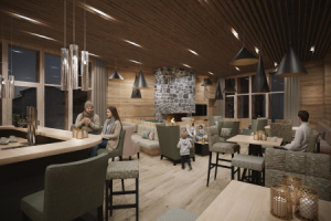 Rendering der neuen Kaminbar ©Gorfion Familienhotel Liechtenstein